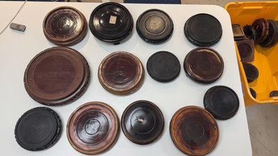 A large collection of 100 Chinese wooden stands, 19/20th C.