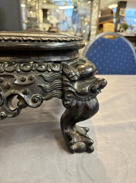 A Chinese carved hongmu stand, Canton 19th C.