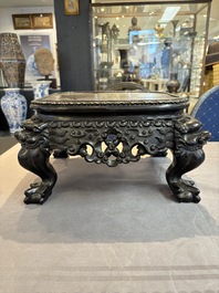 A Chinese carved hongmu stand, Canton 19th C.