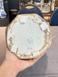 A blue and white Dutch Delft Transitional style chinoiserie vase, late 17th C.