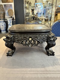 A Chinese carved hongmu stand, Canton 19th C.