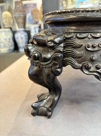 A Chinese carved hongmu stand, Canton 19th C.