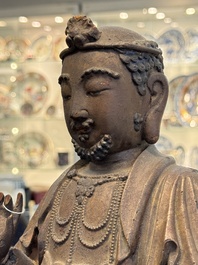 A rare Chinese dry lacquer figure of a Luohan, Ming