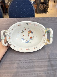A Meissen kakiemon-style basket with figural head handles, Germany, 18th C.