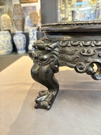 A Chinese carved hongmu stand, Canton 19th C.