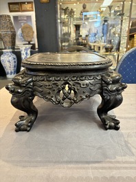 A Chinese carved hongmu stand, Canton 19th C.