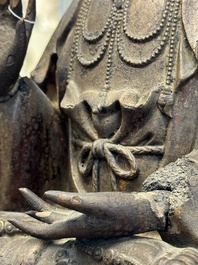 A rare Chinese dry lacquer figure of a Luohan, Ming