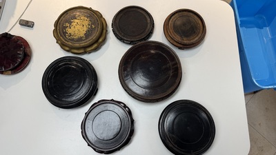 A large collection of 100 Chinese wooden stands, 19/20th C.