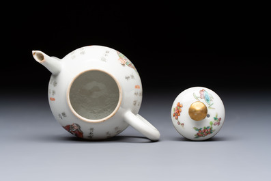 A Chinese famille rose 'Wu Shuang Pu' teapot and cover, 19th C.