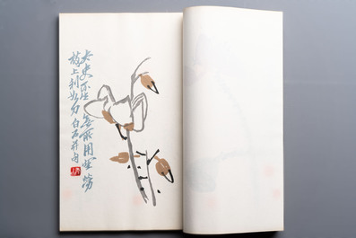 A box with two albums containing 80 woodblocks, 32 of which after Qi Baishi, Rong Bao Zhai studio, Beijing, 1955
