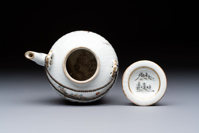 A Chinese famille rose teapot and cover, Tongzhi mark and of the period