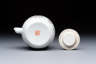A Chinese famille rose teapot and cover, Tongzhi mark and of the period