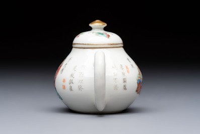 A Chinese famille rose 'Wu Shuang Pu' teapot and cover, 19th C.