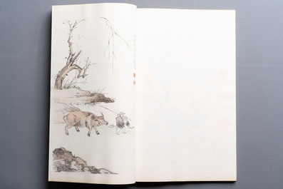 A box with two albums containing 80 woodblocks, 32 of which after Qi Baishi, Rong Bao Zhai studio, Beijing, 1955