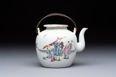 A Chinese famille rose teapot and cover, Tongzhi mark and of the period