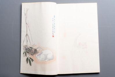 A box with two albums containing 80 woodblocks, 32 of which after Qi Baishi, Rong Bao Zhai studio, Beijing, 1955