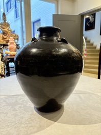 A Chinese black-glazed jar and a brown-glazed jar, Ming/Qing
