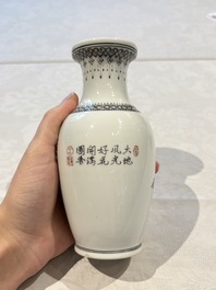 31 Chinese famille rose vases, Qianlong and Jingdezhen marks, 20th C.