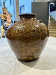 A Chinese black-glazed jar and a brown-glazed jar, Ming/Qing