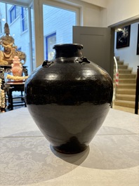 A Chinese black-glazed jar and a brown-glazed jar, Ming/Qing