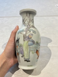 31 Chinese famille rose vases, Qianlong and Jingdezhen marks, 20th C.