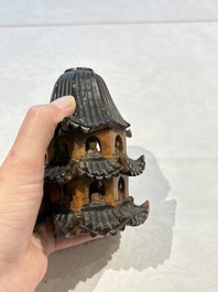 A pair of Chinese soapstone pagodas, 19/20th C.