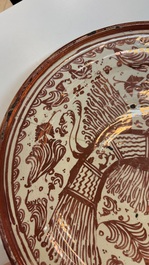Two large Hispano-Moresque lustre-glazed dishes with a bird, Valencia or Manises, Spain, late 16th C.