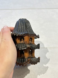 A pair of Chinese soapstone pagodas, 19/20th C.