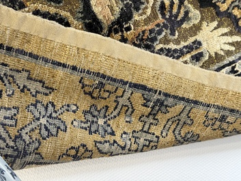 A rare Chinese imperial silk and metallic thread 'dragon' carpet, Chu Xiu Gong Bei Yong 儲秀宮備用 mark, 19th C.