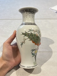 31 Chinese famille rose vases, Qianlong and Jingdezhen marks, 20th C.