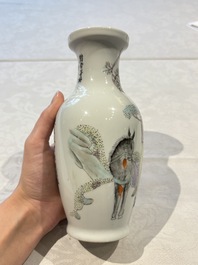 31 Chinese famille rose vases, Qianlong and Jingdezhen marks, 20th C.