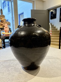 A Chinese black-glazed jar and a brown-glazed jar, Ming/Qing