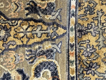 A rare Chinese imperial silk and metallic thread 'dragon' carpet, Chu Xiu Gong Bei Yong 儲秀宮備用 mark, 19th C.