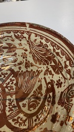 Two large Hispano-Moresque lustre-glazed dishes with a bird, Valencia or Manises, Spain, late 16th C.