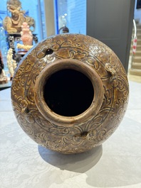 A Chinese black-glazed jar and a brown-glazed jar, Ming/Qing