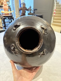 A Chinese black-glazed jar and a brown-glazed jar, Ming/Qing