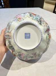 Four Chinese famille rose eggshell bowls with 'immortals' and 'landscape' design, Republic