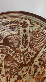 Two large Hispano-Moresque lustre-glazed dishes with a bird, Valencia or Manises, Spain, late 16th C.