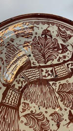 Two large Hispano-Moresque lustre-glazed dishes with a bird, Valencia or Manises, Spain, late 16th C.