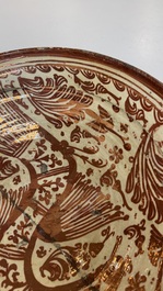 Two large Hispano-Moresque lustre-glazed dishes with a bird, Valencia or Manises, Spain, late 16th C.