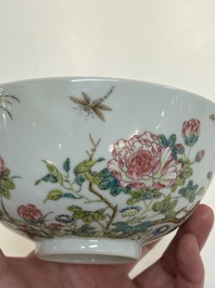 A Chinese famille rose &lsquo;peony and dragonfly&rsquo; bowl, Yongzheng mark, Republic