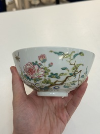 A Chinese famille rose &lsquo;peony and dragonfly&rsquo; bowl, Yongzheng mark, Republic