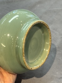 A fine Chinese Longquan celadon bottle vase, Song/Yuan
