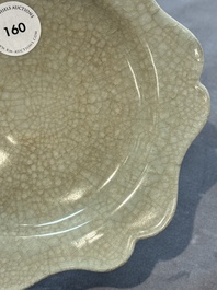 A fine Chinese Longquan guan-type flower-shaped dish, Song/Yuan