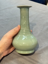 A fine Chinese Longquan celadon bottle vase, Song/Yuan
