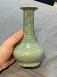 A fine Chinese Longquan celadon bottle vase, Song/Yuan