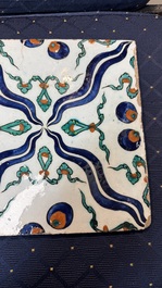 A fine intact Iznik 'Cintamani' tile, Tekfur Saray kilns, Turkey, early 18th C.