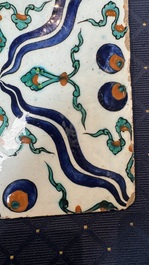 A fine intact Iznik 'Cintamani' tile, Tekfur Saray kilns, Turkey, early 18th C.