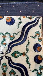 A fine intact Iznik 'Cintamani' tile, Tekfur Saray kilns, Turkey, early 18th C.