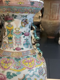 Three Chinese famille rose 'antiquities' vases, 19th C.